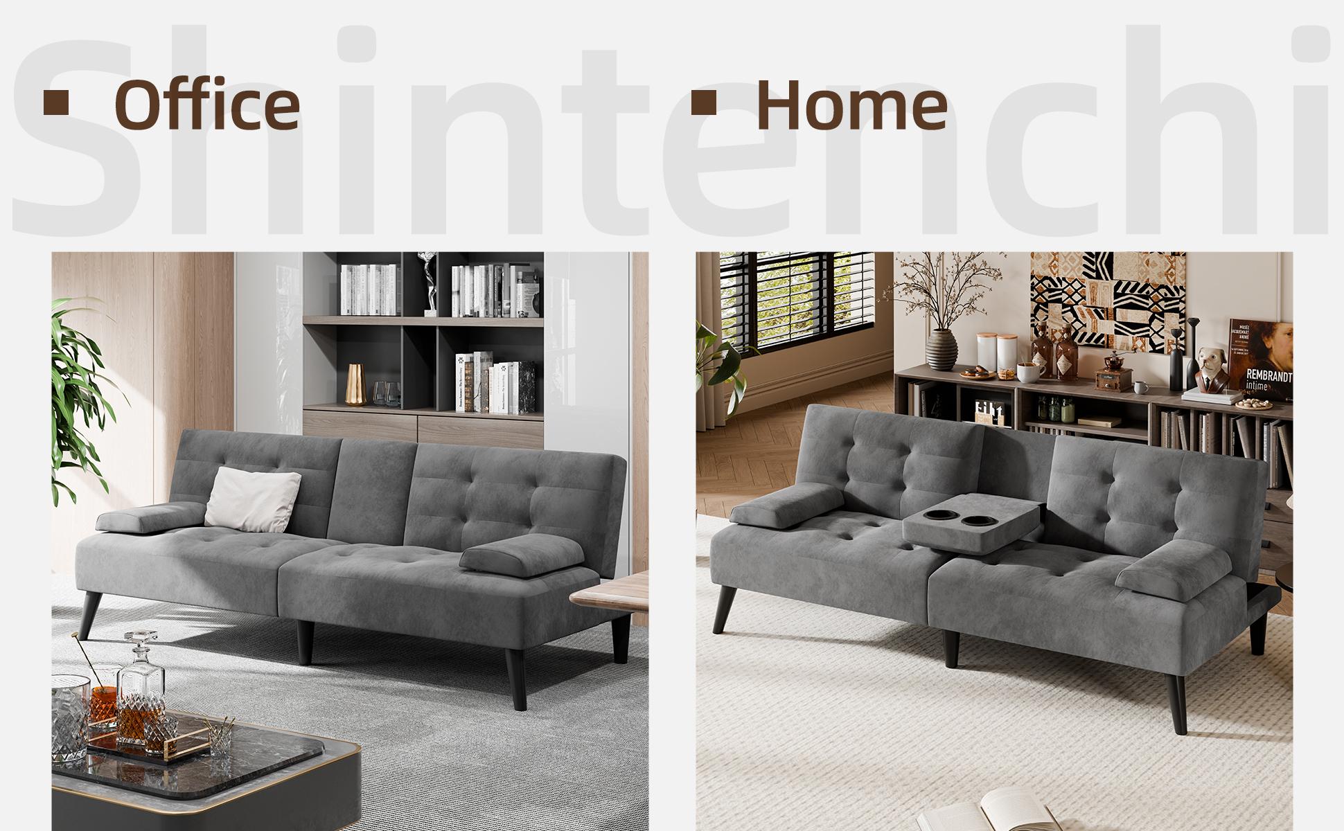 Walsunny 64'' Small Convertible Couch Bed Loveseat,  Modern Futon Recliner Sleeper, Lazy Futon Set for Living Room, Office, Apartment