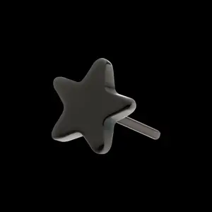 Black PVD Titanium Threadless Star Flatback Stud Earring
