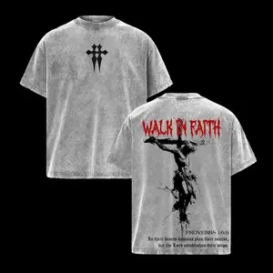 Walk in Faith Proverbs 16:9 Washed Christian Tee