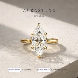 [#36 MKZ]Moissanite S925 Sterling Silver 3CT Marquise Cut Classic Versatile Women's Engagement Proposal Ring Anniversary Gift