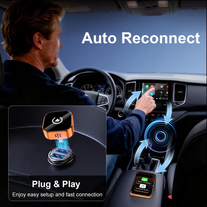 【YURNLV】2026 New Wireless CarPlay Adapter - Fast No-Delay Connection | For iPhone & Android, Hands-Free Calling Supported