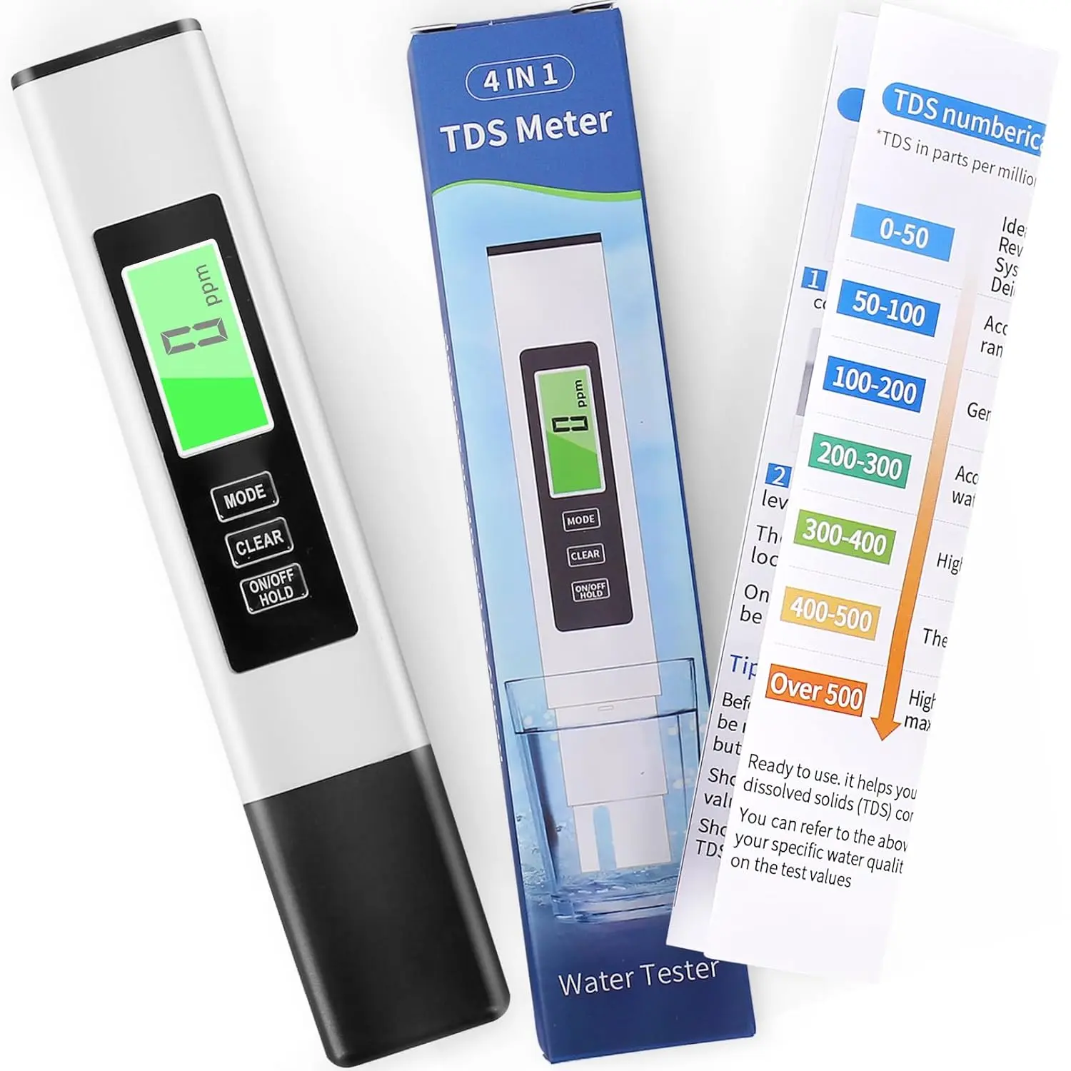 2025  4 in 1 TDS Meter, TDS Meter Digital Water Tester, Accurate and Reliable, Water Tester,TDS EC and Temperature ( C/ F) Meter, 0-9990ppm, for Drinking Water and RO/DI Systems