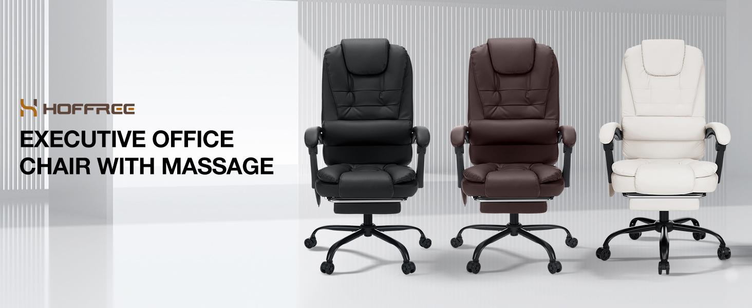 Massage Office Chair Reclining with Footrest Soft PU Leather High Back Ergonomic Computer Chair for Home Black Massage Office Chair Reclining with Footrest Soft PU Leather High Back Ergonomic Computer Chair for Home Black