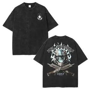 Halo 3 ODST Hell Jumpers Graphic Tee,  Gaming Washed Crewneck Shortsleeve T-shirt, Soft Cotton Fabric Classic Men Top Menswear gift shirts Casual