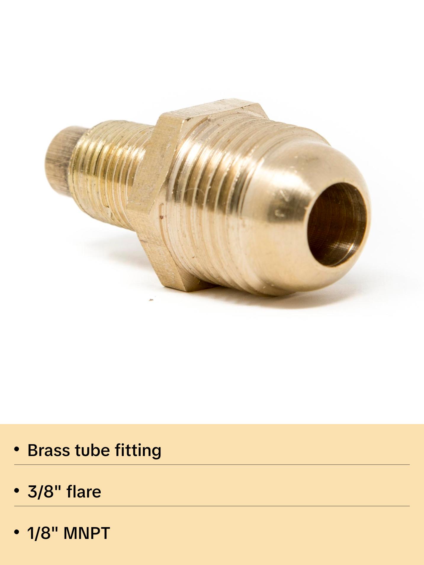 PROPANE ORIFICE CONNECTOR BRASS TUBE FITTING 3/8" FITTING FLARE X 1/8" MNPT