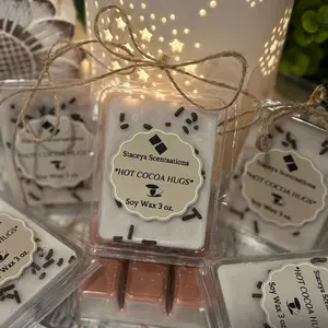 HOT COCOA Hugs Soy 3 oz CLAMSHELLS - Real Chocolate Sprinkles, Highly Scented, Vegan, Pet Friendly