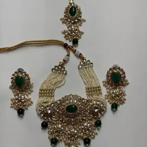 Indian Traditional Choker Necklace & Earring Set with Tika. Available in Different Colors. Perfect for Any Occasion. Eid Collection Accessory Set