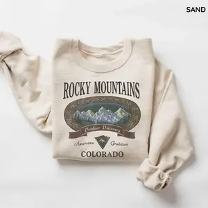 Retro Rocky Mountains Sweatshirt, Vintage 90s Colorado Graphic Crewneck, Mountain Pullover Gift, Nostalgia Hiking Old School Gift