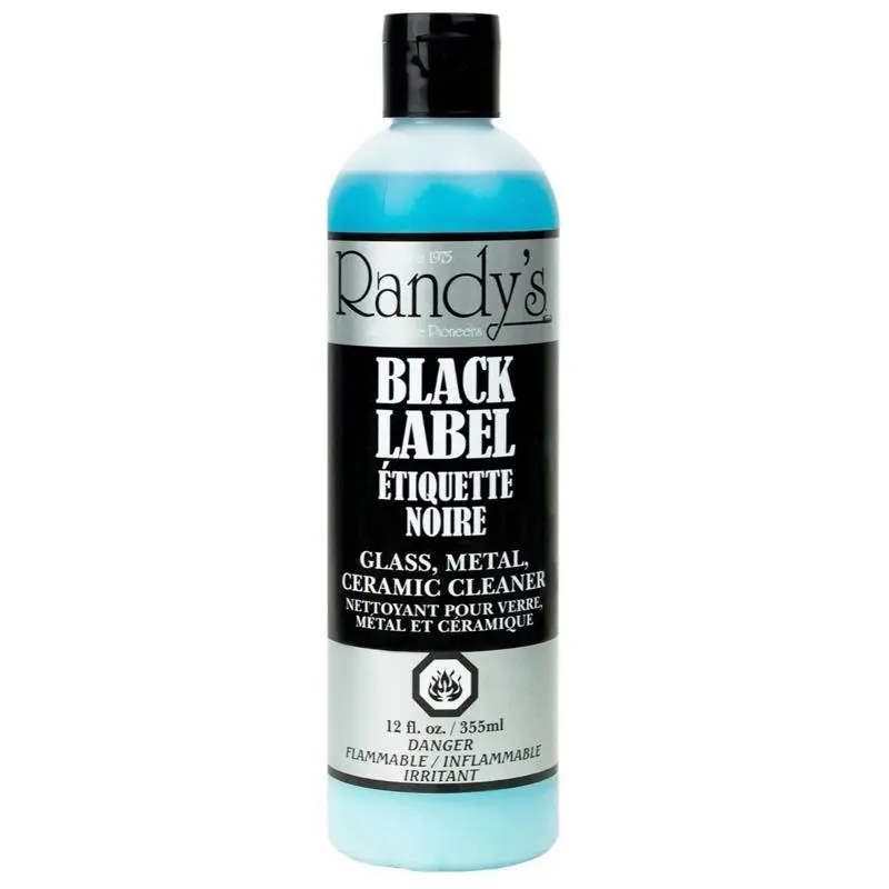 Randy's Black Label 12 fl oz Liquid Glass Cleaner - No-Scratch Resistant Household Surface Cleaner, Ceramic Surface Shine Restorer