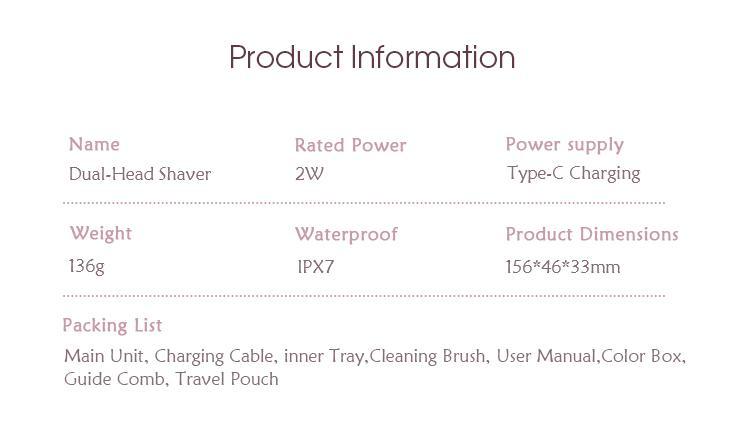 Bikini Trimmer for Women, 1 Box Rechargeable 2 in 1 Women Electric Shaver Dual Head Waterproof Hair Removal Machine for Armpits and Legs