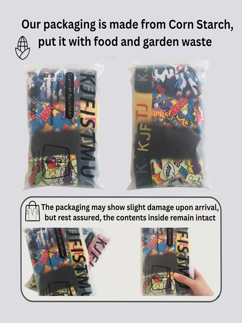 KJFISTMU 12-Piece Men's Boxer Briefs Set Random Styles Designs Solid Colors Prints Colorful Waistbands Striped Designs Fashionable Graffiti Print Underwear