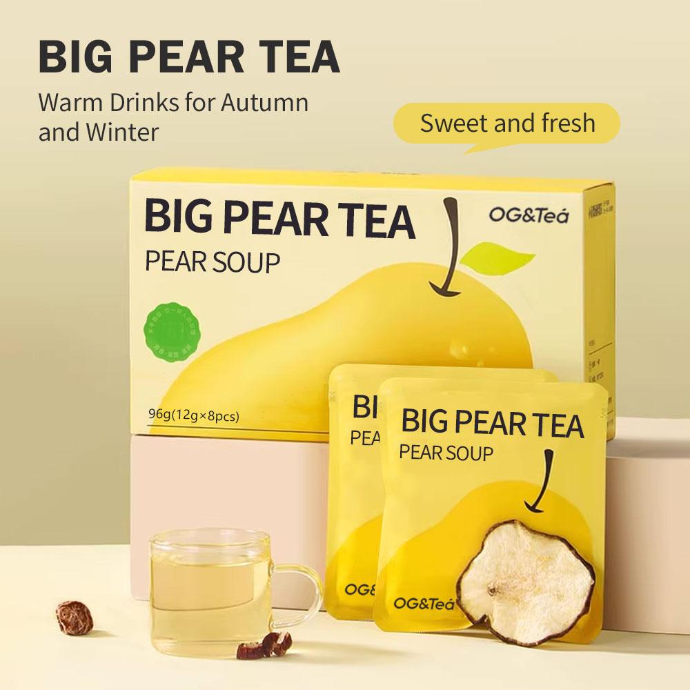 BOGO Cough-relieving Tea Big Pear Tea 3pcs Big Pear 2 Cartons (1Carton 152g 19g×8pack)×2 Caffeine Free Individual Packaging With Goji Berry Red Dates Lily Snow Fungus Pear And Rock Candy With Forest Thermos