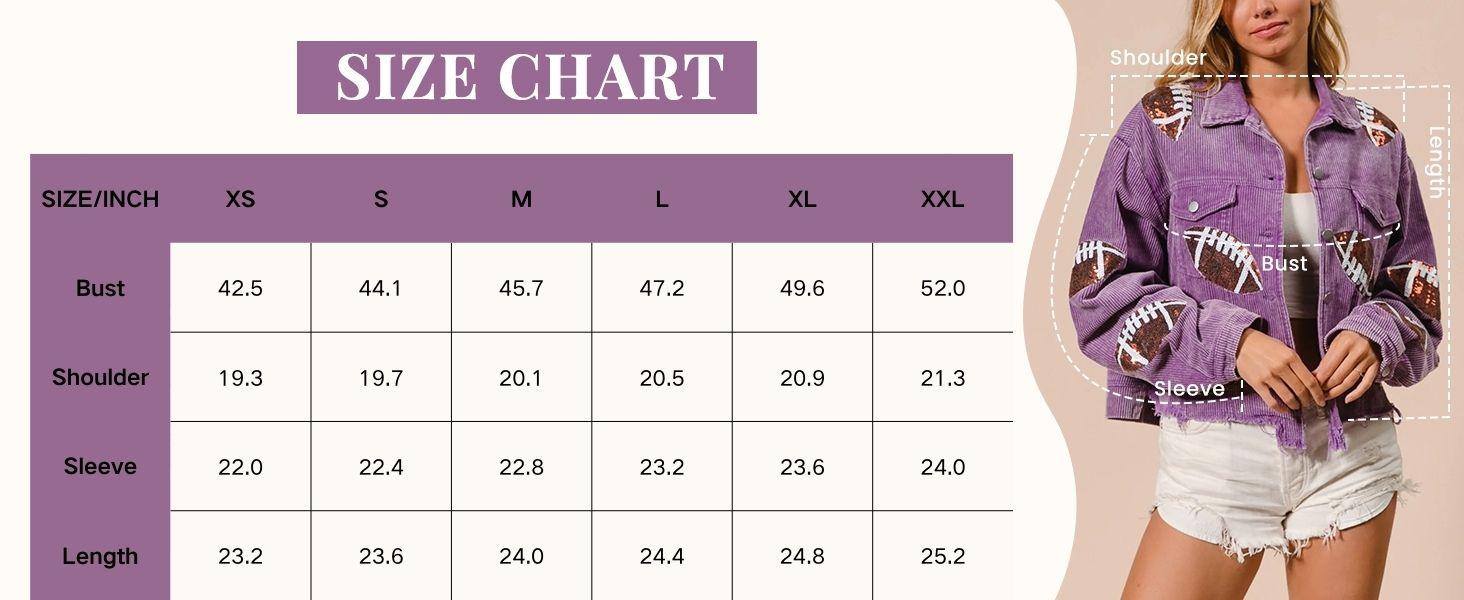 Ommig Womens Game Day Corduroy Sequin Football Cropped Jacket Rugby Oversized Lapel Button Down Shirt Shacket Coat