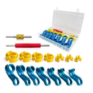 16PCS Car AC Fuel Line Disconnect Removal Tool Set with Storage Box, Valve Core Remover Tool Kit for 1/4 5/16 3/8 1/2 5/8 3/4 7/8 Inch Master Quick Disconnect Tool Kit for Auto Repair Tools