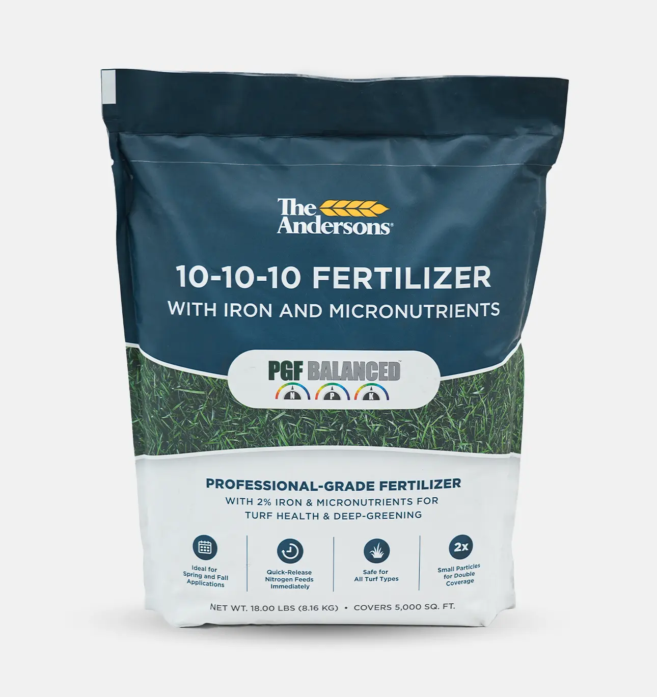 The Andersons PGF Balanced 10-10-10 Professional-Grade Quick-Release Lawn Fertilizer with Micronutrients and 2% Iron