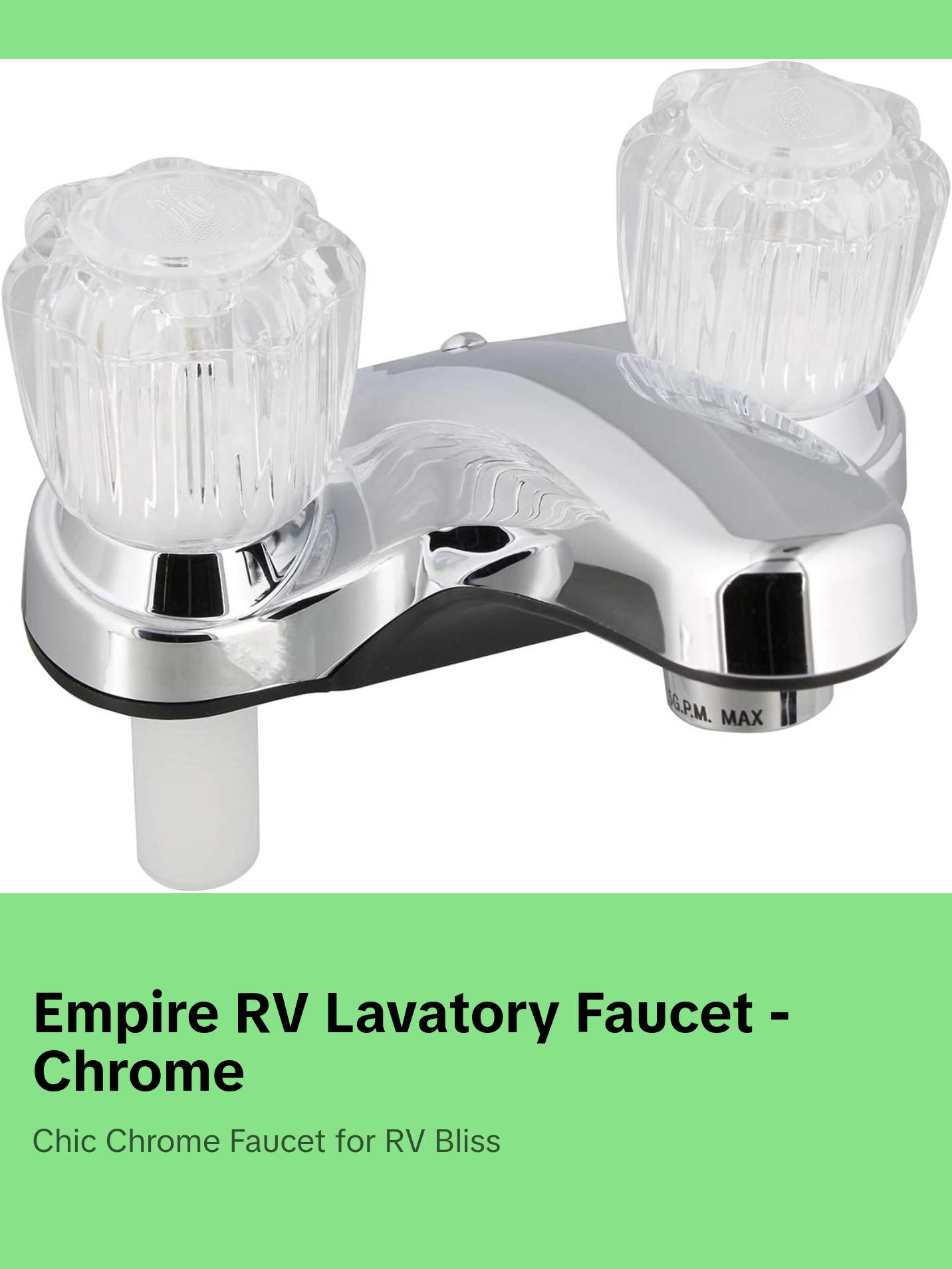 Empire Faucets Mobile Home/RV Lavatory Faucet - 4 Inch Chrome, with Crystal Knobs‎ U-YJW77-E
