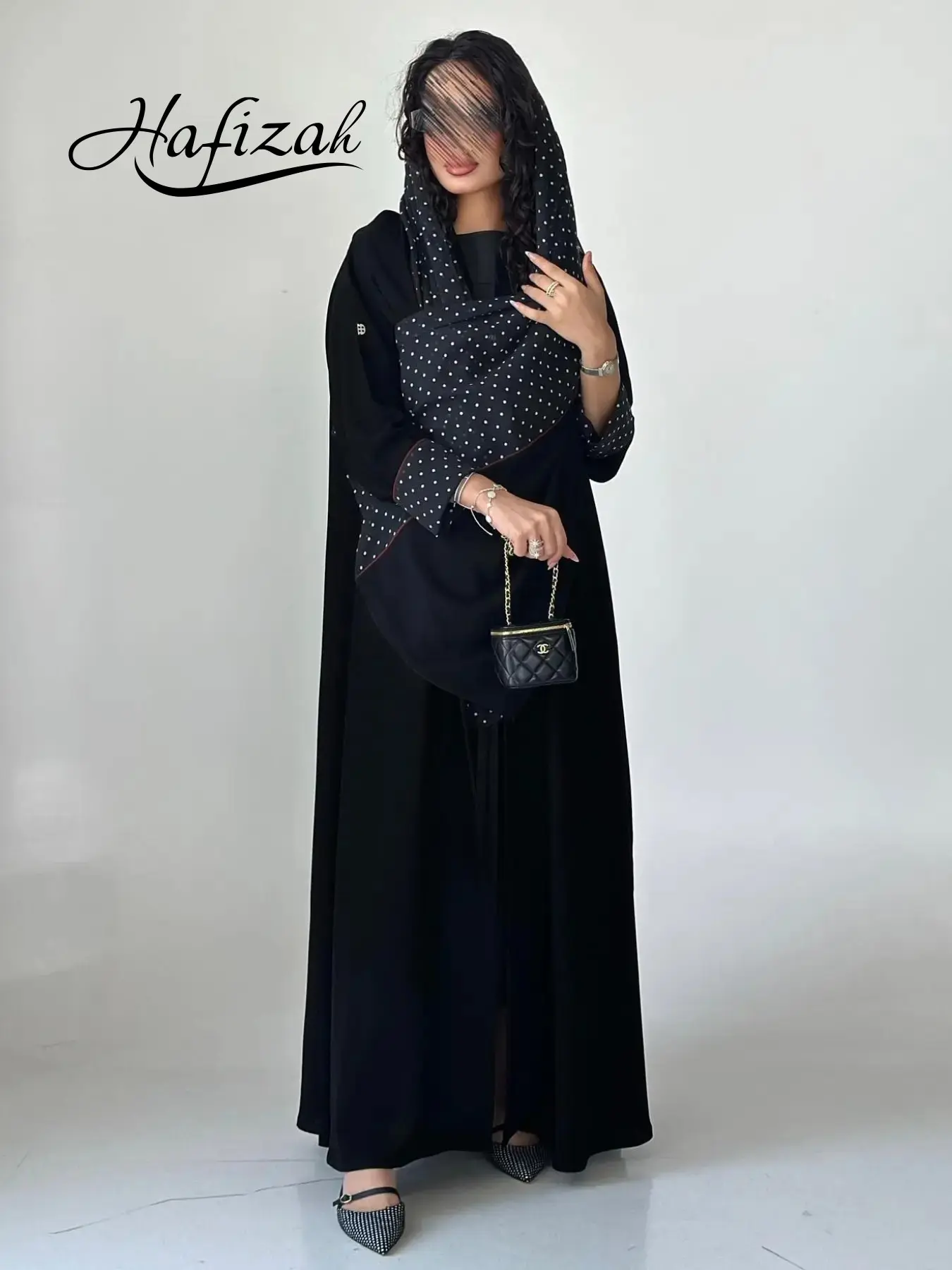 Hafizah Polka Dot Abaya Headscarf Set, Modest Two-Piece, Tall and Slimming, All-Season Loose-Fit Outerwear, Hijab Abaya, Modest Islamic Abaya, Islamic Modesty Clothes