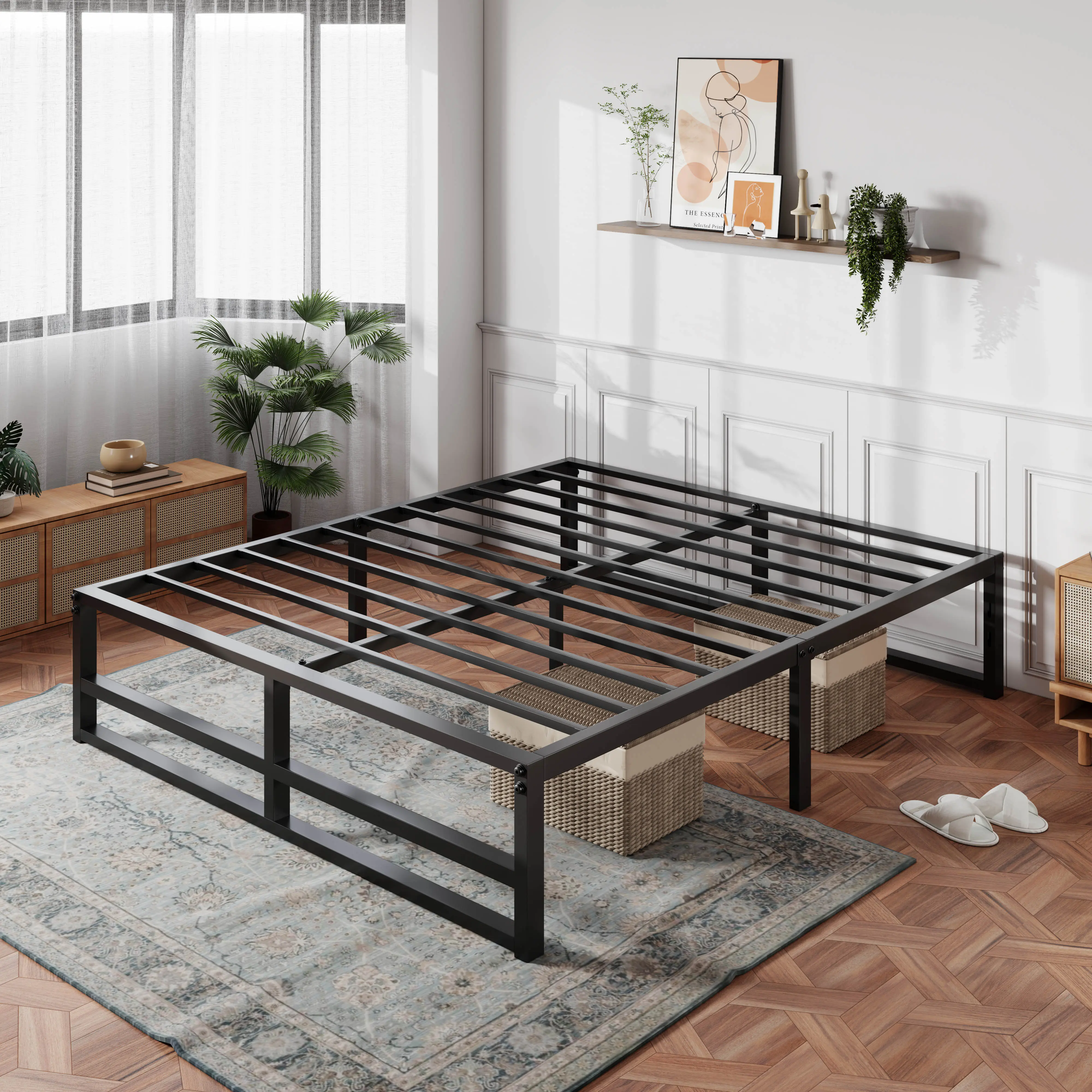 MUTICOR Basic Metal Bed Frame with 14in/18in High Under Bed Platform Storage Space,Heavy Duty Steel Slats Support Bed Base,No Box Spring Needed,Twin Bed Frame,Queen Bed Frame#TikTokShopDealsforYouDays#DealsforYouDays#Summervibes#Summergarden