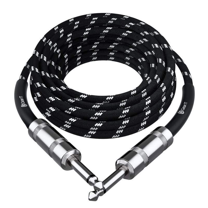 Straight 1/4 Inch Male to Male Guitar Instrument Cable, Black