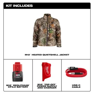 Milwaukee 224C-21 M12 Heated QUIETSHELL Jacket Kit with 3.0 Battery & Charger