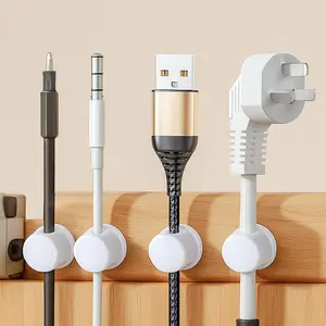 6-Pack Rotatable Cord Organizer Magnetic Cable Clips - Silicone Material, N55 Magnets, 8mm Slot, Adhesive Pad, Home Office Accessories