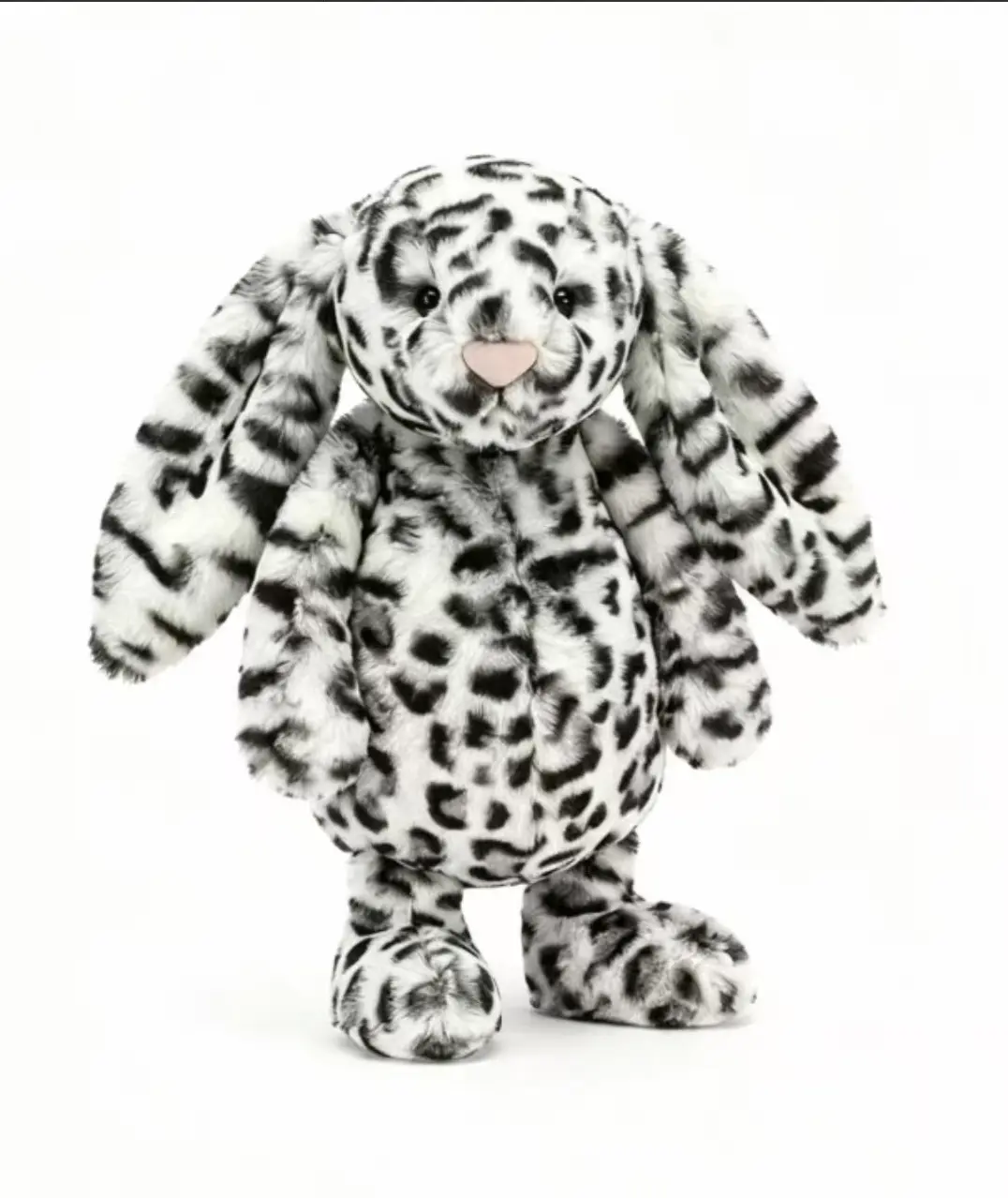 Jellycat Cobblehop Leopard Print Bunny Plush - Soft Black and White Spotted Unisex Animal Theme Stuffed Rabbit, Collectible Toy for 4-6 Years Olds, Fast US Shipping
