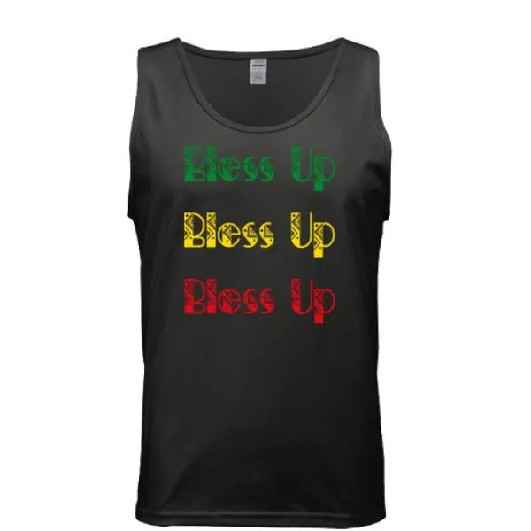 Bless Up Tribal Tank – Men’s Cotton Rasta-Inspired Graphic Tank Top Jersey Knit