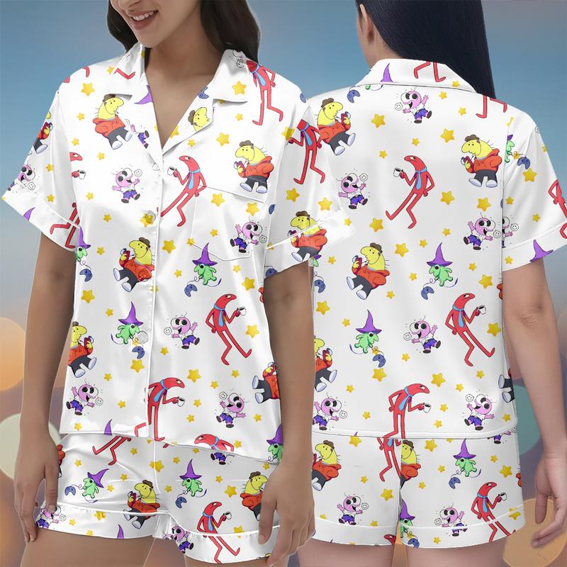 Smiliingg Friiends Cartoon Short Pajamas Set, Funny Cute Character Collection Design Loungewear, Gift For Fans, Merch Comfy Sleepwear | 210126.R0388.ID02