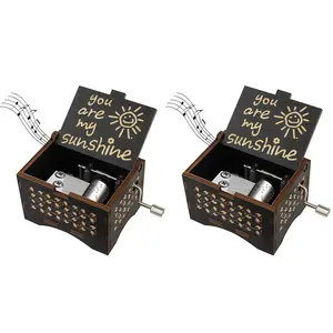 1/2 PCS Hand Crank 'You Are My Sunshine'Music Box. Wooden Music Box Mechanism Antique Carved Musical Box, Personalised Gift For Birthday/Anniversary  for Women Men
