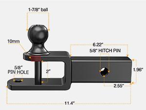 Nilight 3 in 1 ATV UTV Multi Hitch Mount with 1-7/8 inch Ball Hitch Rated 2000 LBS Fits 2 Inch Receiver Winch Strap Loop Rated 5000 LBS