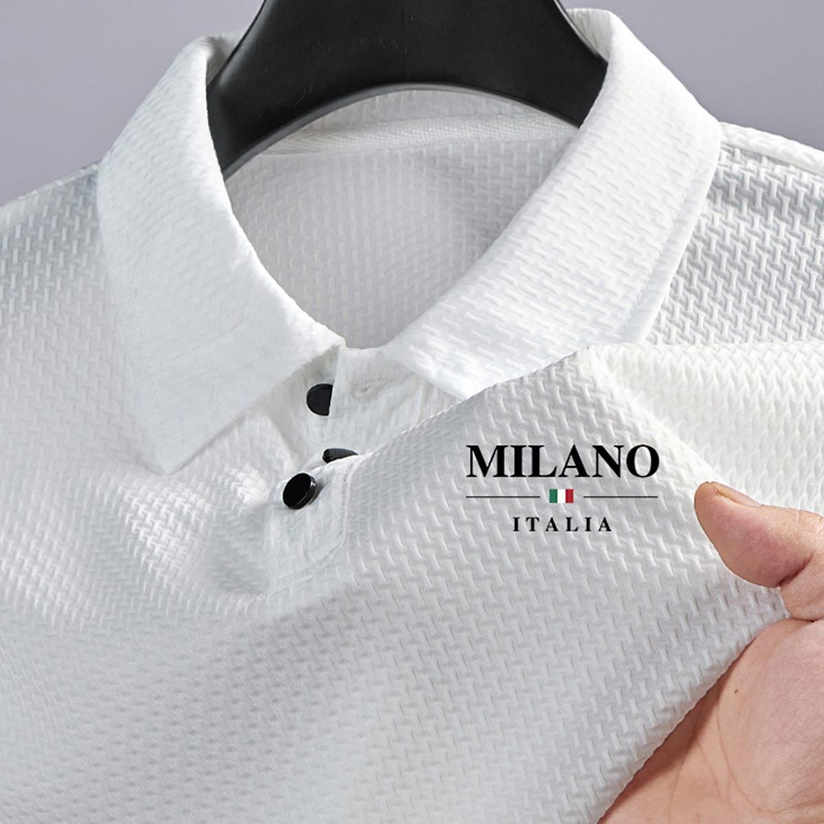 Men’s Polo Shirt with Turn-Down Collar, Summer Stretch Solid Color Short Sleeve Top for Golf and Business