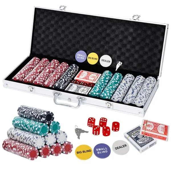 Poker Chip Set 500PCS 11.5 Gram Poker Chips Texas Blackjack Game w/Aluminum Case,back to school,back to school haul