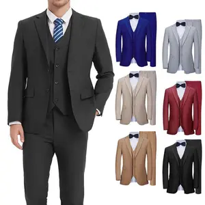 Men's Classic 3-Piece Solid Color Suit - Notched Collar Design, Multi functional Gentleman Style, Perfect for Weddings, Business, Parties, and Formal Events