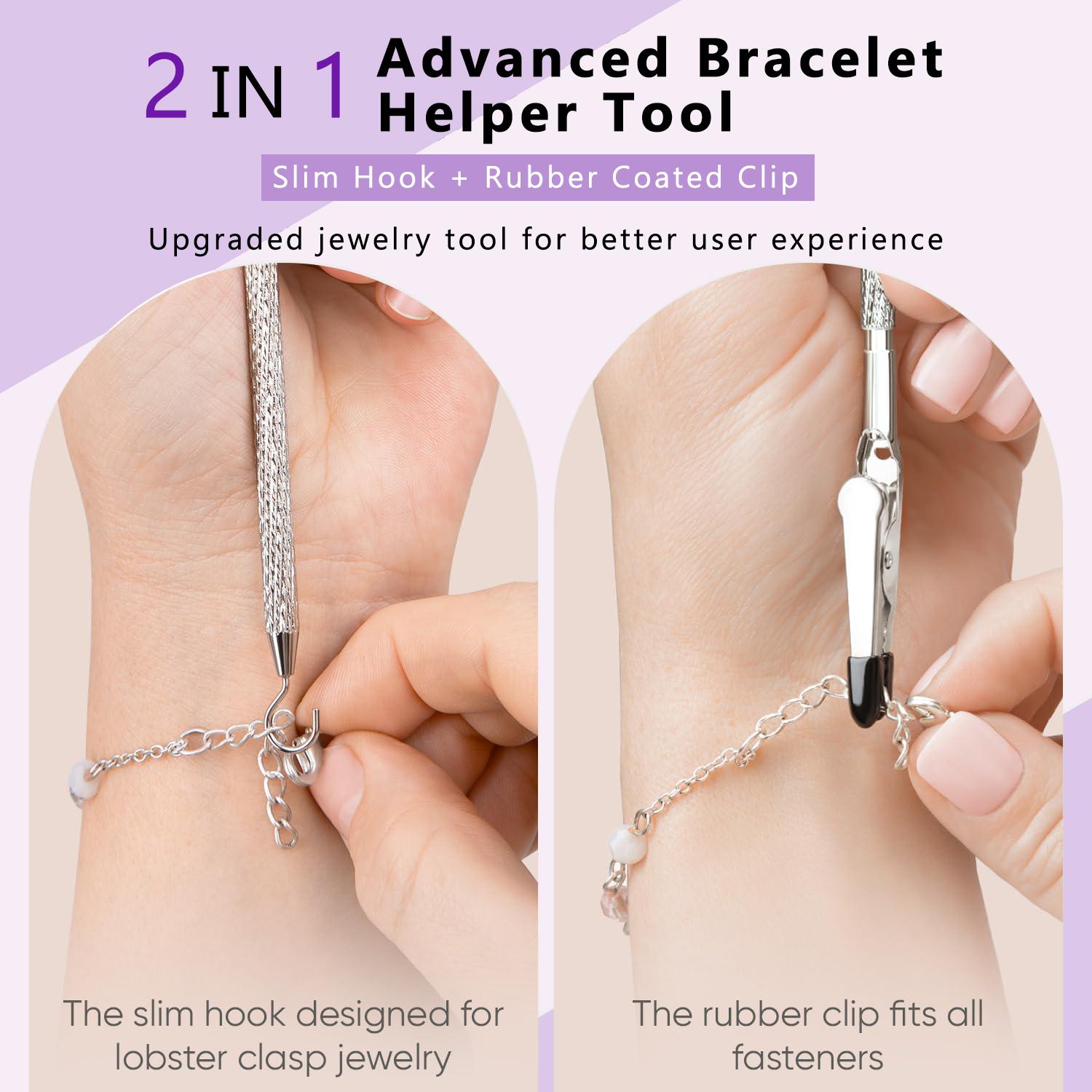 SGGUI 2 in 1 Bracelet Helper Tool for Self-Wearing Fastening Assistant Easy to Use Versatile for Various Bracelets,Quick Release Fastening Jewelry Clasp Helpers,Bracelet Assist Tool with Hook for Necklace - Clip