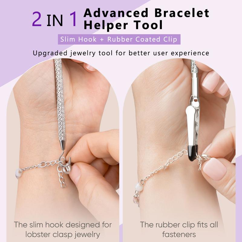 SGGUI 2 in 1 Bracelet Helper Tool for Self-Wearing Fastening Assistant Easy to Use Versatile for Various Bracelets,Quick Release Fastening Jewelry Clasp Helpers,Bracelet Assist Tool with Hook for Necklace - Clip