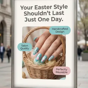 Some Bunny Loves You design Hand crafted, premade, reusable manicure set Design Press On Nails New Season Spring