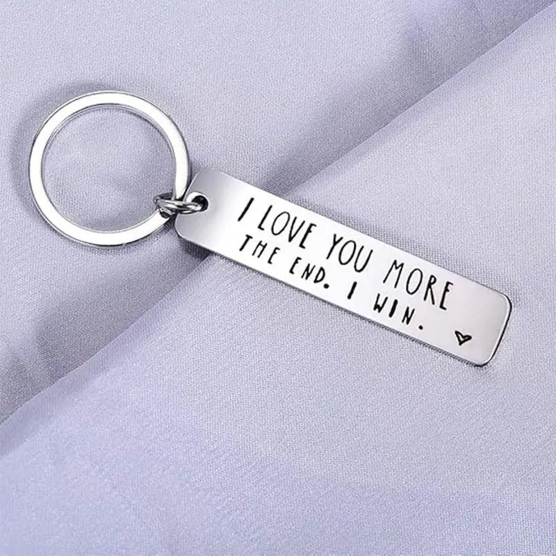 Creative Slogan Metal Keychain, Stainless Steel Key Ring with Long Bar Pendant for Car Keys, Cute Fashion Accessory for Men and Women, Perfect Valentine's Day Gift and Keychain for Bags
