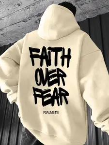 Men's Slogan Print Drop Shoulder Hoodie, Fashion Casual Drawstring Pocket Hooded Sweatshirt for Daily Holiday Outdoor Wear, Men Clothes for Fall & Sweatshirt, Hoodie, Comfort Colors