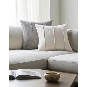 Becki Owens x Livabliss Mindy Modern Textured Stripe Accent Pillow Cotton Cushion