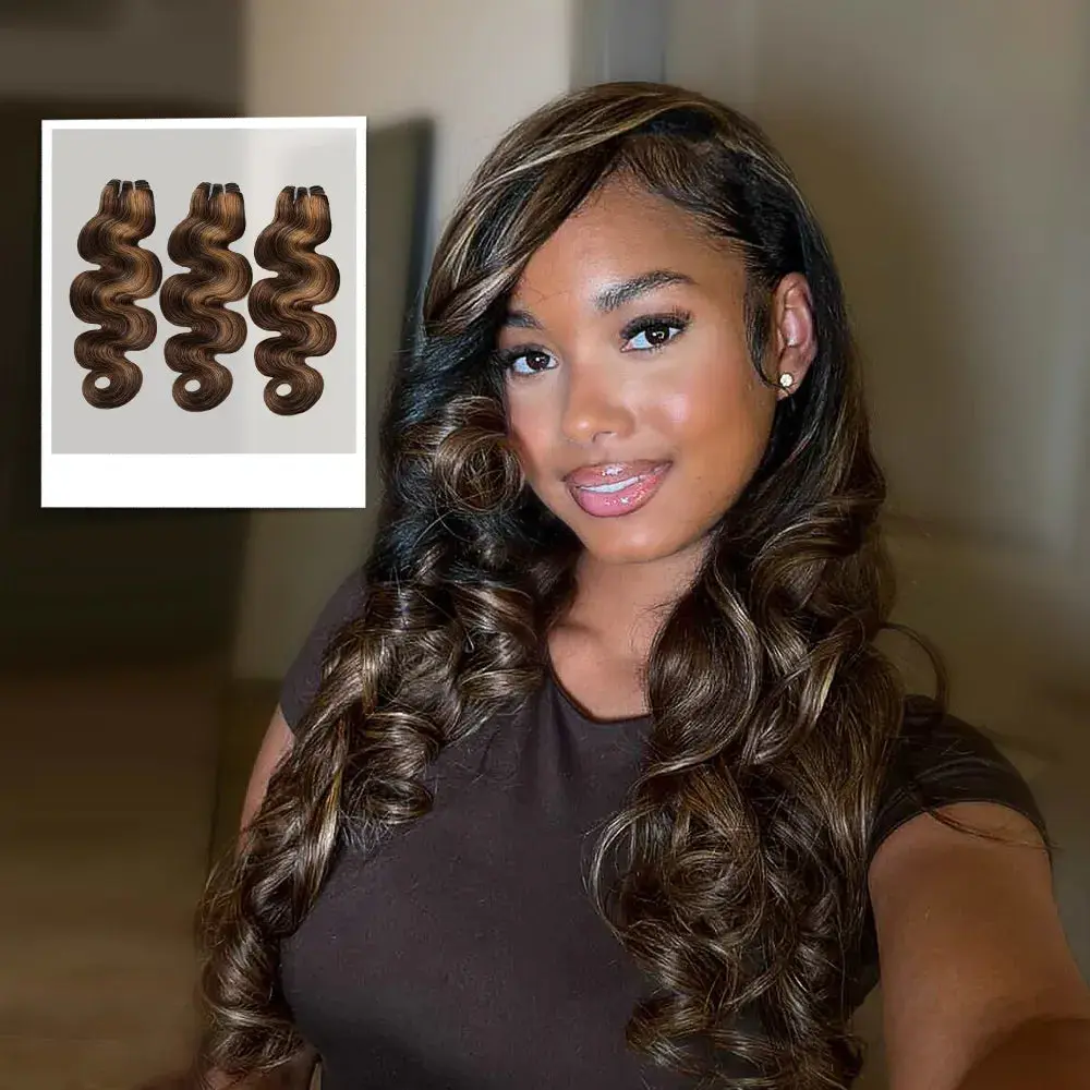 YGwigs #4/27/30 & #27/30/613 Highlight Blend Cambodia Virgin Hair Weft Bundles Body Wave Straight Deep Wave Real Human Hair Extensions for Black Women