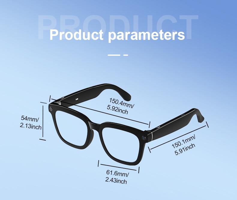 Smart Bluetooth Glasses with Camera, 1080p Video Recording Wearable Glasses, Multifunctional Wireless Audio Glasses with Headphone, Outdoor Sports Camera Sunglasses with Intelligent Voice Assistant, Anti-blue Light Protection Eyeglass