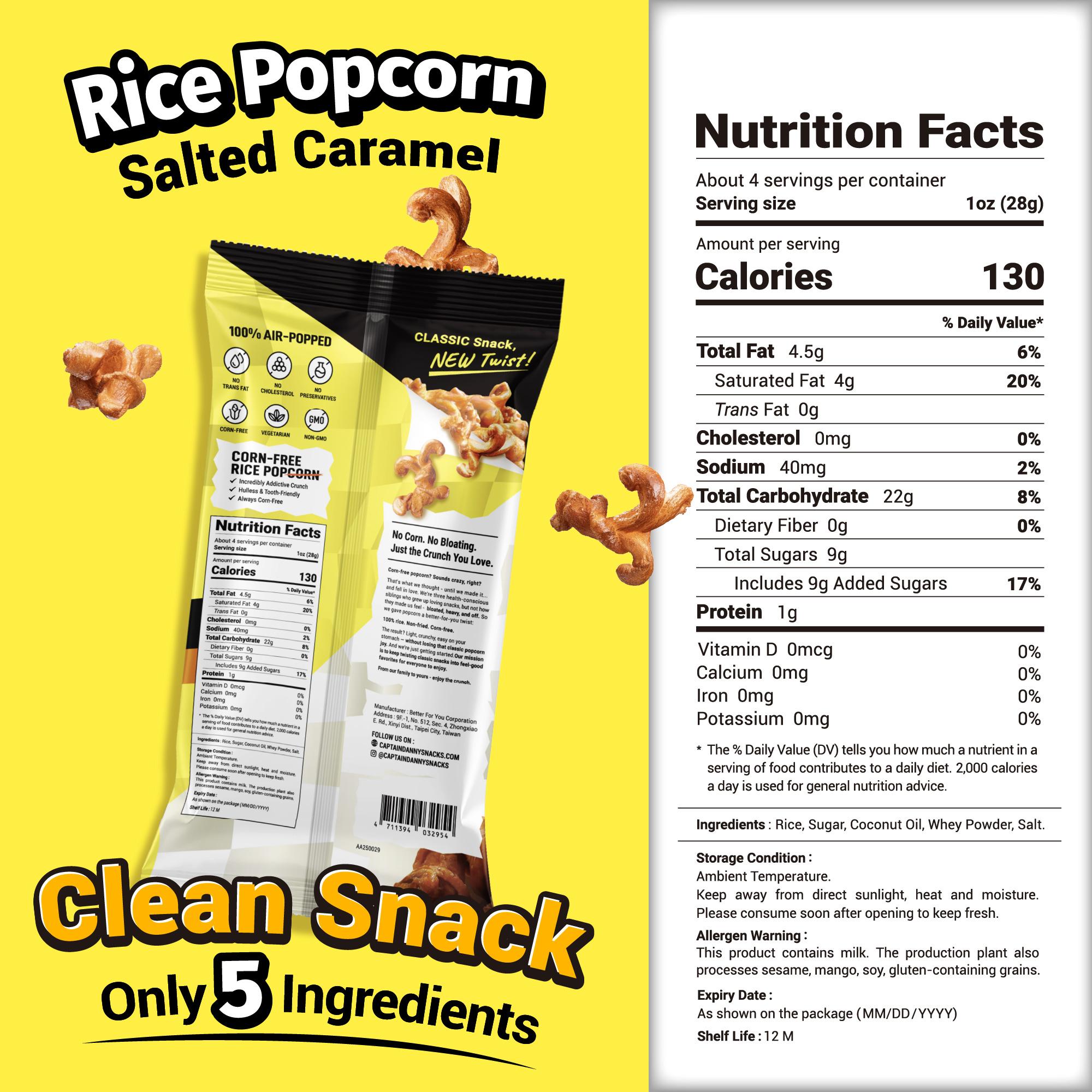 Captain Danny Corn-Free Rice Popcorn Variety Set | Honey & Salted ...