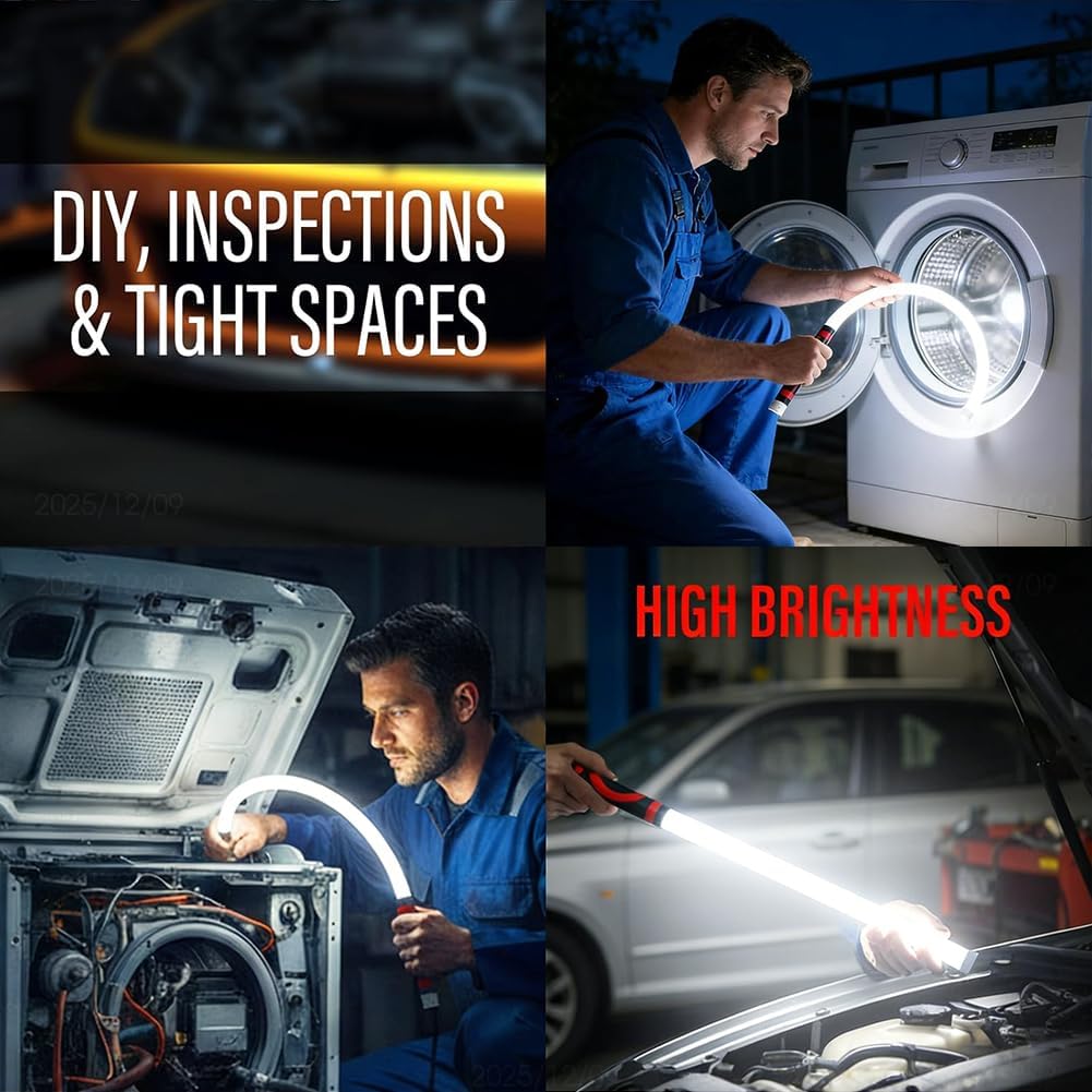 Bendable LED Flashlight Stick - 31" Flexible Design, 7-Hour Long Battery Life, High Lumens for Off-Road, Garage Mechanics, and Hard-to-Reach Areas Like Engine Bays