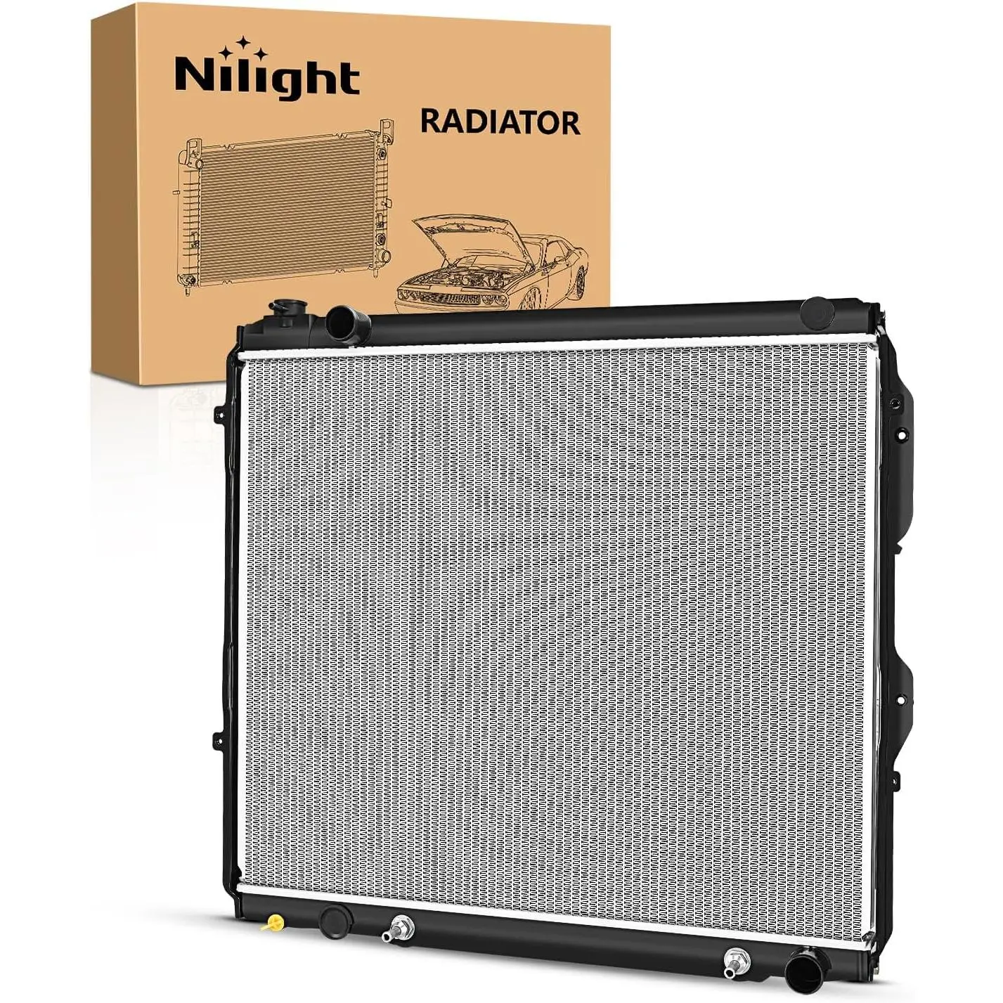 Nilight ABS Aluminum Automotive Radiator Complete Unit - TO3010162, 105% Leak-Tested, Heat Resistant, Pressure Seal, Precision Fold, Boil-Point Boost, Engine Cooling, Pressure Maintenance for Toyota Tundra 4.7L V8 2004-2006, Sequoia 2001-2007