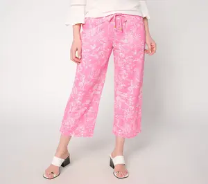 Belle Beach by Kim Gravel Reg Cabana Knit Printed Cropped Pant