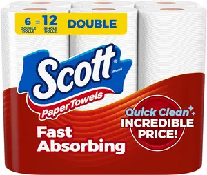 Premium Paper Towels, Choose-A-Sheet, 6 Double Rolls = 12 Regular Rolls (108 Sheets Per Roll)
