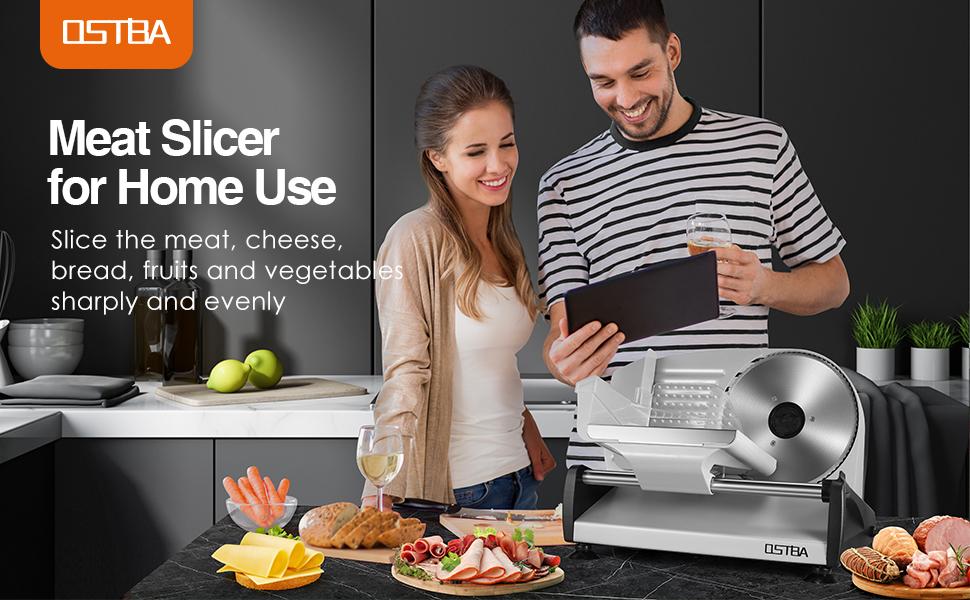 200W Electric Deli Meat Slicer, 7.5" Removable Stainless Steel Blade, Adjustable Thickness, Child Lock - For Home Use kitchen appliances Cheese Outdoorfun,bread slicer Freeze Dry Machine Grater