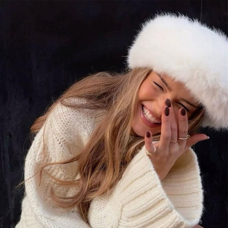 AWAYTR Womens Faux Fur Headbands with Elastic Band Winter Earwarmer Earmuff for Cold Weather Furry Costume