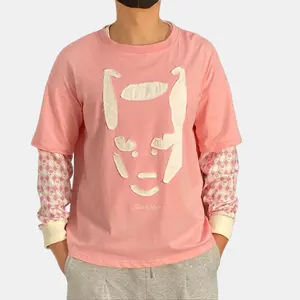 Killer Queen JoJo's Bizarre Adventure Anime Print 2 in 1 Double Layer Long Sleeve Sweatshirt, Casual Regular Fit Round Neck Pullover for Fall & Winter