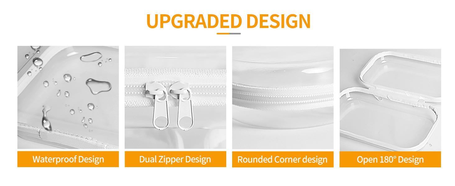 5PCS Clear Hard Shell Zippered Case, Diaper Bag Organizing Pouches, Waterproof Cosmetic Bag, Kid's Toy Strage Organizer Bins, Pencil Case, Christmas Storage Bins Clear Hard Shell Zippered Case, Diaper Bag Organizing Pouches, Waterproof Cosmetic Bag